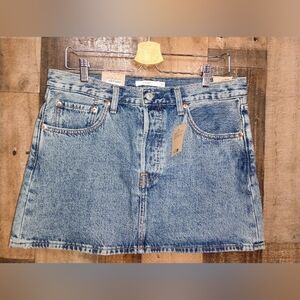 NWT Levi's Icon Blue Casual Denim Button Fly Skirt Blue Size 30
